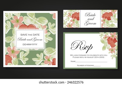 Wedding invitation cards with floral elements