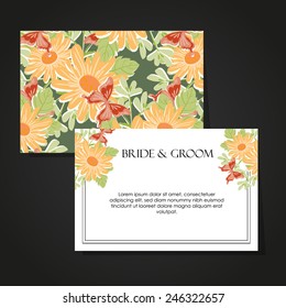 Wedding invitation cards with floral elements