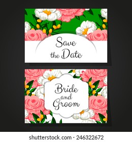 Wedding invitation cards with floral elements