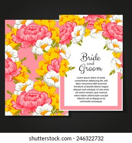 Wedding invitation cards with floral elements