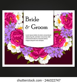 Wedding invitation cards with floral elements