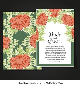 Wedding invitation cards with floral elements