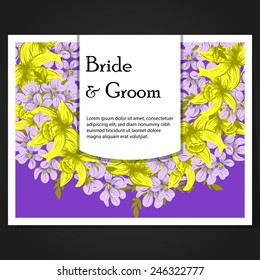 Wedding invitation cards with floral elements