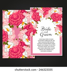 Wedding invitation cards with floral elements