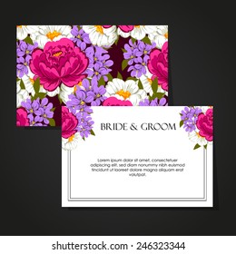 Wedding invitation cards with floral elements