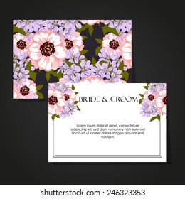 Wedding invitation cards with floral elements