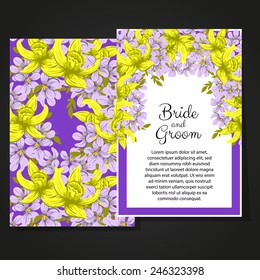 Wedding invitation cards with floral elements