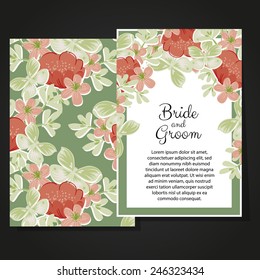 Wedding invitation cards with floral elements