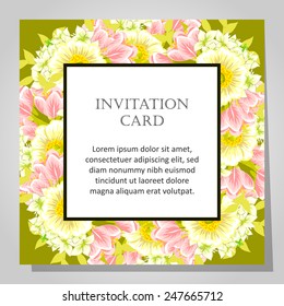 Wedding invitation cards with floral elements
