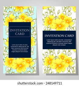Wedding invitation cards with floral elements