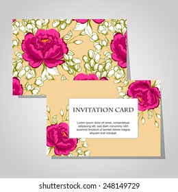 Wedding invitation cards with floral elements