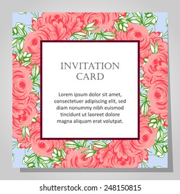 Wedding invitation cards with floral elements