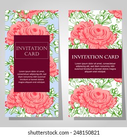Wedding invitation cards with floral elements