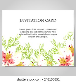 Wedding invitation cards with floral elements