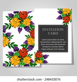 Wedding invitation cards with floral elements