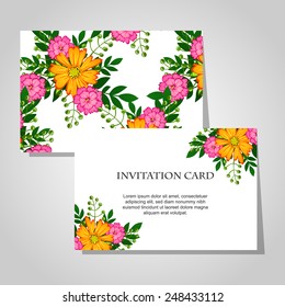 Wedding invitation cards with floral elements