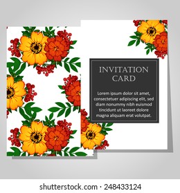 Wedding invitation cards with floral elements