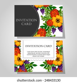 Wedding invitation cards with floral elements