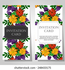 Wedding invitation cards with floral elements