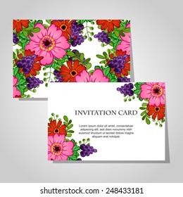 Wedding invitation cards with floral elements