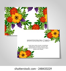 Wedding invitation cards with floral elements