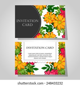 Wedding invitation cards with floral elements