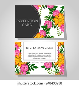 Wedding invitation cards with floral elements