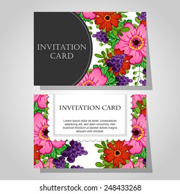Wedding invitation cards with floral elements