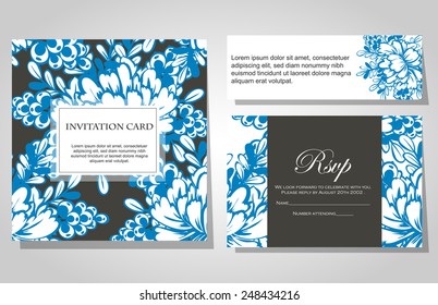 Wedding invitation cards with floral elements