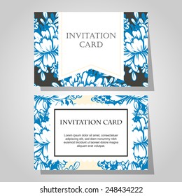 Wedding invitation cards with floral elements