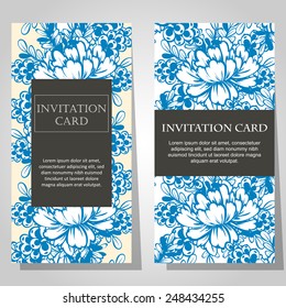 Wedding invitation cards with floral elements