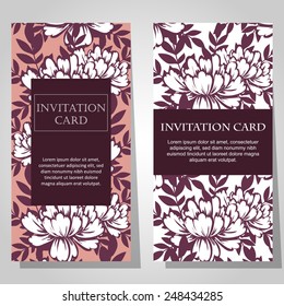 Wedding invitation cards with floral elements