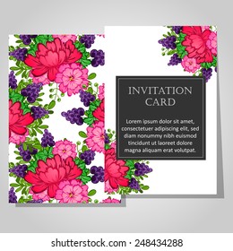 Wedding invitation cards with floral elements
