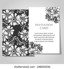 Wedding invitation cards with floral elements