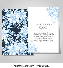 Wedding invitation cards with floral elements