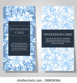Wedding invitation cards with floral elements