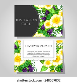 Wedding invitation cards with floral elements.