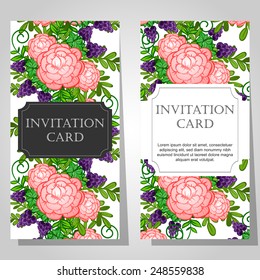 Wedding invitation cards with floral elements.