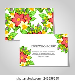 Wedding invitation cards with floral elements.
