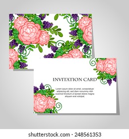 Wedding invitation cards with floral elements.