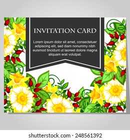 Wedding invitation cards with floral elements.