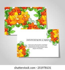 Wedding invitation cards with floral elements