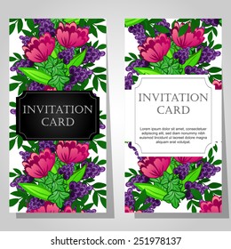 Wedding invitation cards with floral elements