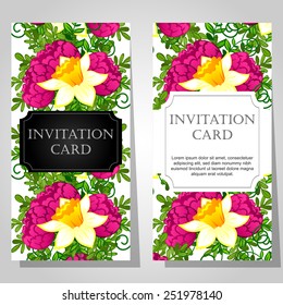 Wedding invitation cards with floral elements