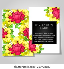 Wedding invitation cards with floral elements