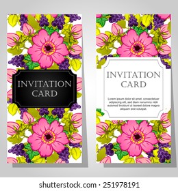 Wedding invitation cards with floral elements
