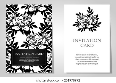 Wedding invitation cards with floral elements