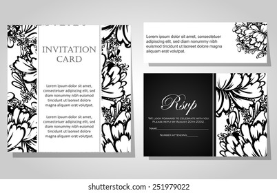 Wedding invitation cards with floral elements