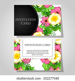 Wedding invitation cards with floral elements