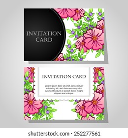 Wedding invitation cards with floral elements